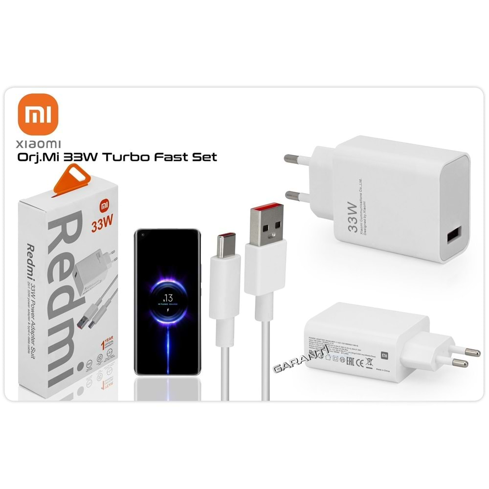 Xiaomi 33w Yüksek Kalite Kutulu Turbo Şarj Aleti