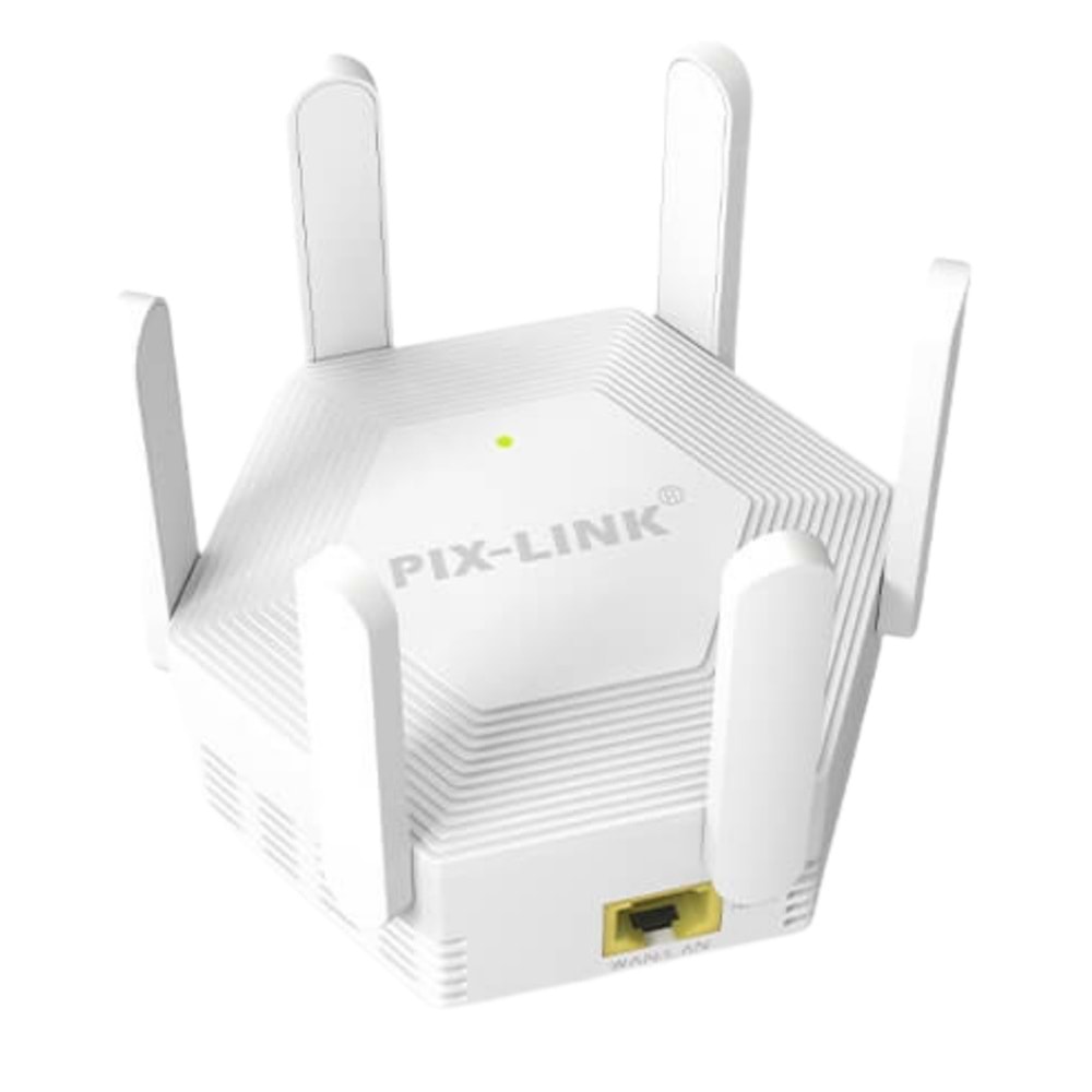 Pixlink 2.4GHz 1200Mbps 1xWAN/LAN Port 6 Anten Repeater+AP Kablosuz Menzil Genişletici