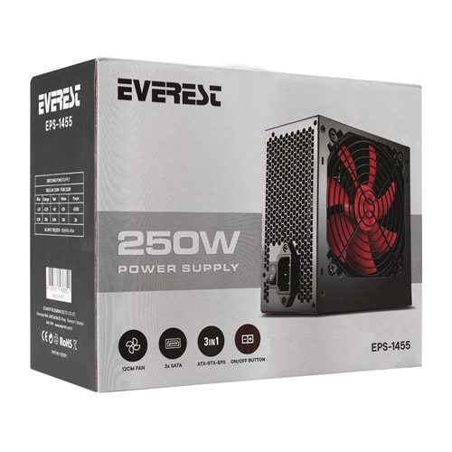 Everest 250W 12cm Fan 2* SATA 2* IDE ATX Power Supply