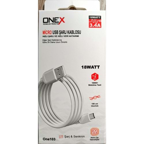 Onex 18w Micro 3.4A 1mt. Usb Hızlı Şarj Data Kablosu