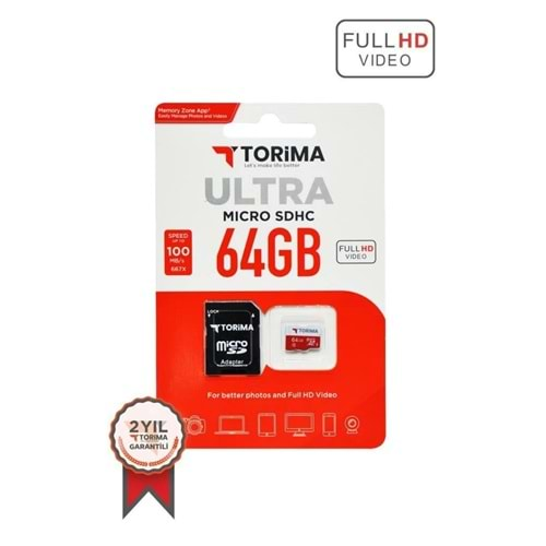 Torima Siyah Kırmızı Ultra Micro SDHC 64 GB Hafıza Kartı